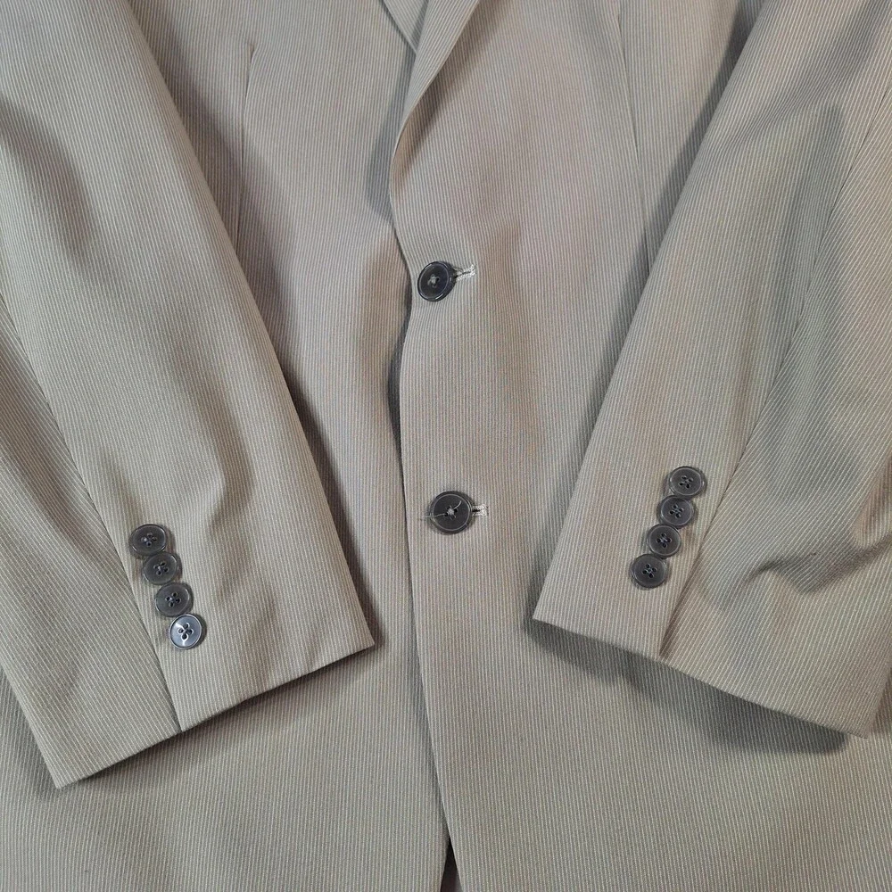 Calvin Klein Suit Mens 40 Long 32x31 Beige Stripe Double Vent 2 Btn Slim Fit